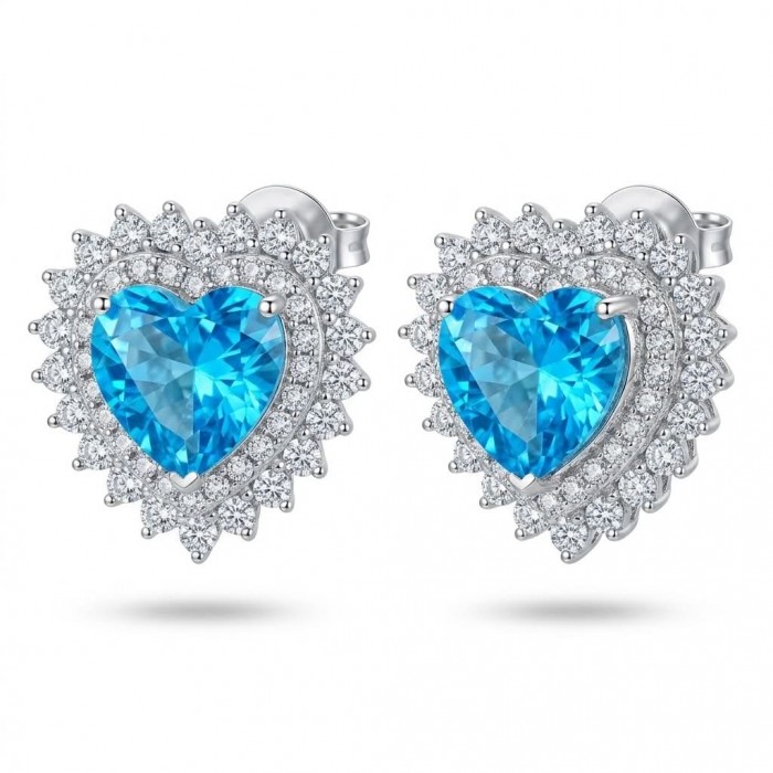 Angel's Heart 4.7 carat Swiss Blue Topaz .925 Sterling Silver Handcrafted earrings