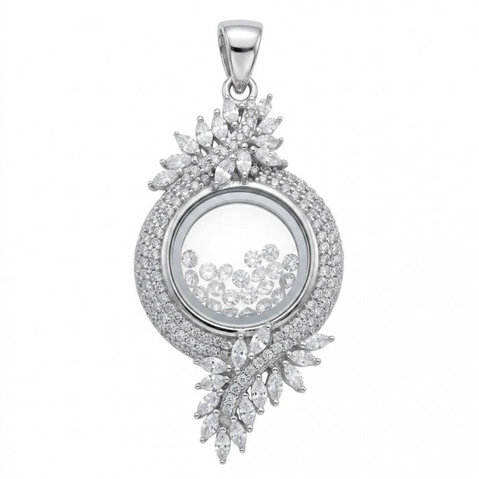 Floating Memories 10.5 carat White Topaz .925 Sterling Silver Handcrafted Statement pendant