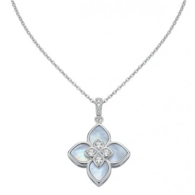 Precious Clover Blister Pearl rhodium over .925 Sterling Silver .925 Sterling Silver Necklace