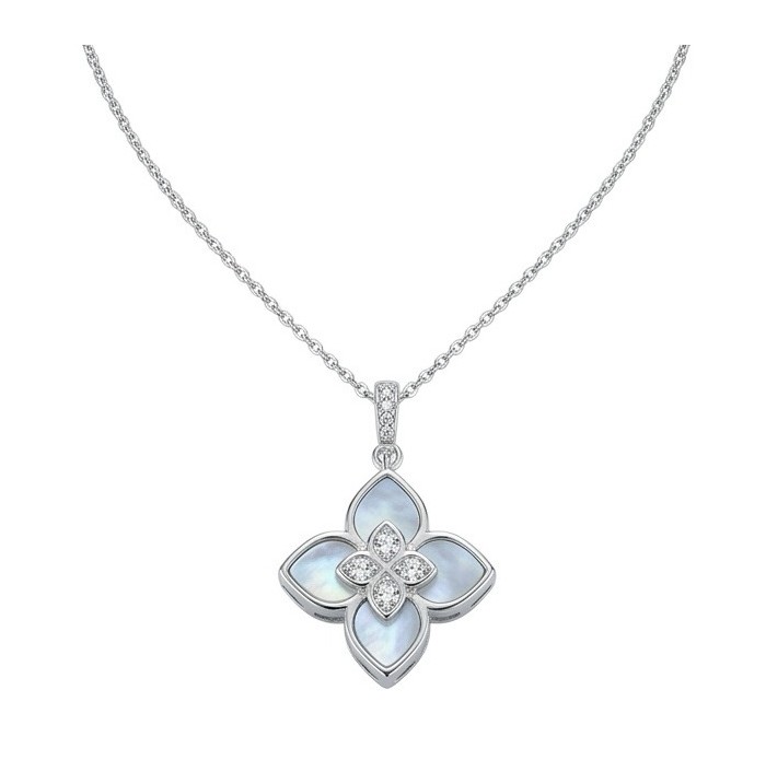 Precious Clover Blister Pearl rhodium over .925 Sterling Silver .925 Sterling Silver Necklace
