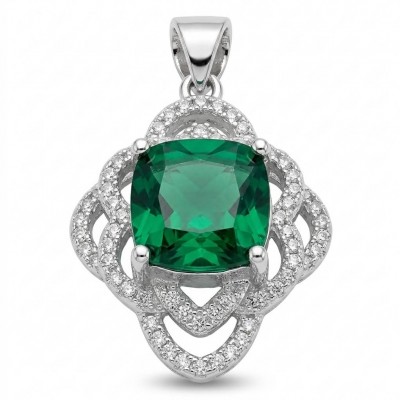 Authentic 4.5 CARAT Chrome Diopside .925 Sterling Silver Pendant