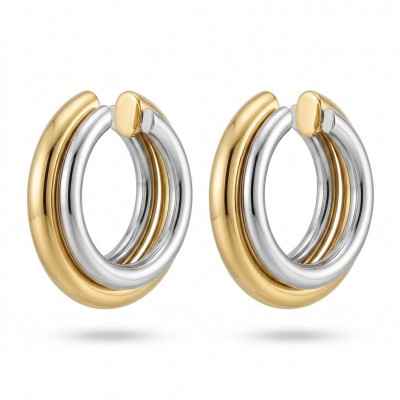 Uncommon 2 tones Golden handmade Ear Cuffs Cartilage 2 pieces Non-Piercing