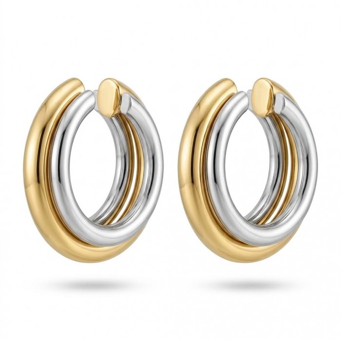 Uncommon 2 tones Golden handmade Ear Cuffs Cartilage 2 pieces Non-Piercing