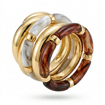 LUXURIOUS Bracelet Set Stackable 4 golden Bangles - Excellent quality
