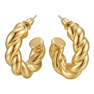 Allure Golden tone handcrafted hoop earrings