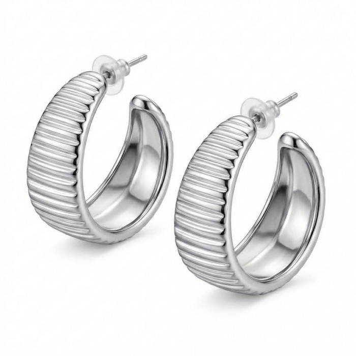 FANCY Silver handcrafted lightweighted Large hoop earrings