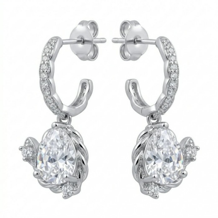Allure Natural 6.2 carat White Topaz .925 Sterling Silver handcrafted earrings