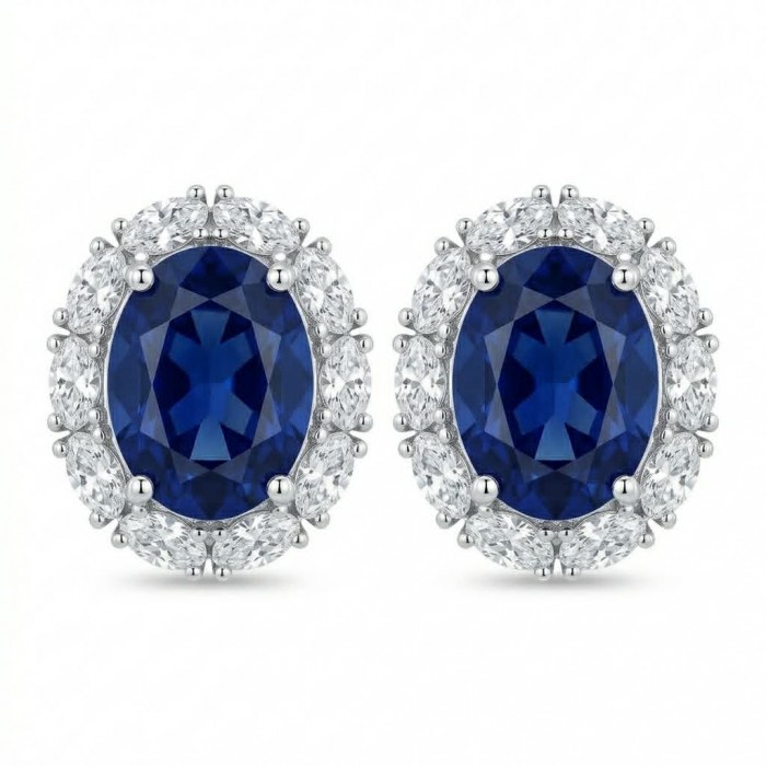 Giovanna - Authentic oval cut 6.8 carat Tanzanite .925 Sterling Silver handcrafted earrings