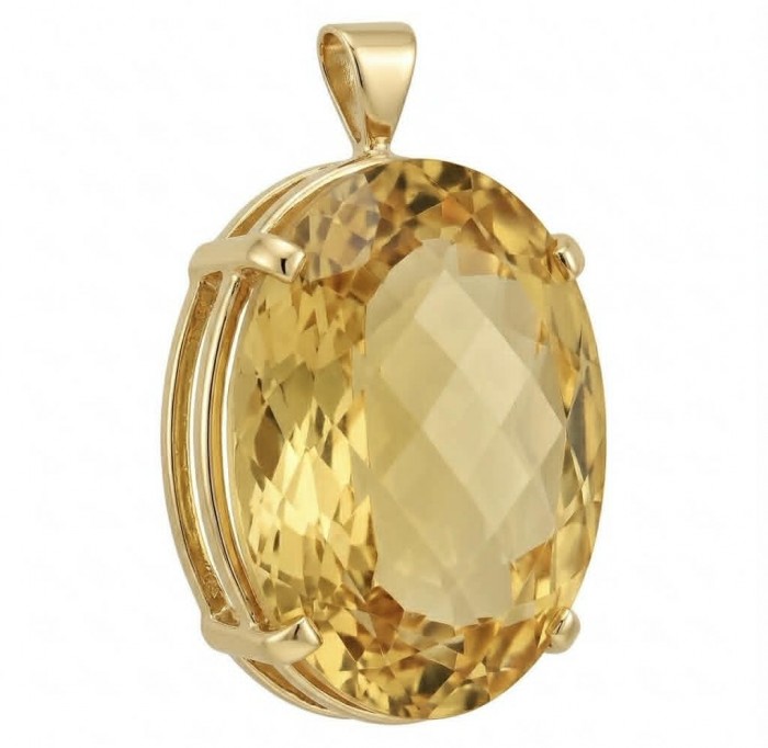Tiffany - amazing quality 22.7 CARAT genuine Brazilain Citrine 22K Gold over .925 Sterling Silver handmade pendant