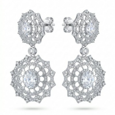 Elizabeth Natural 8.2 carat White Topaz .925 Sterling Silver handcrafted earrings