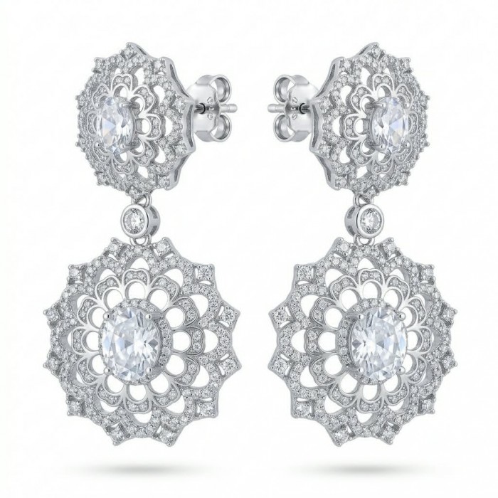 Elizabeth Natural 8.2 carat White Topaz .925 Sterling Silver handcrafted earrings