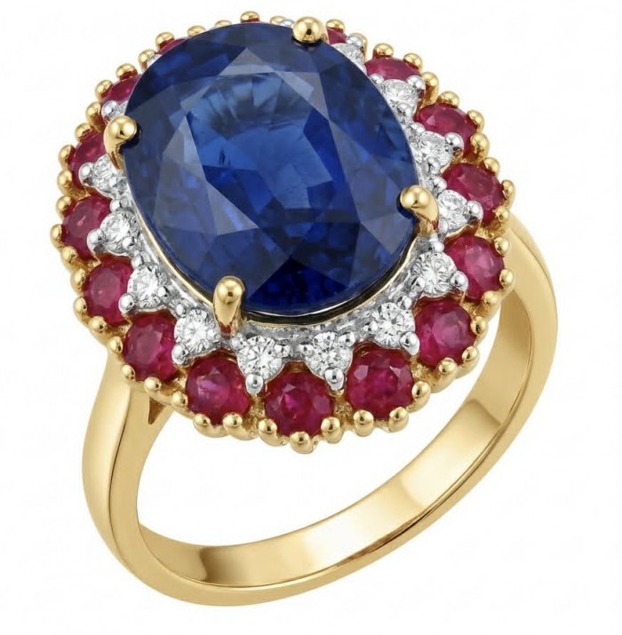 Precious Design oval cut 11.7 CARAT Tanzanite 22K Gold over .925 Sterling Silver Statement Ring s. 7 1/2