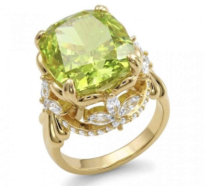 Costa del Sol 10.4 carat Lemon Quartz 18K Gold over .925 Sterling Silver handcrafted ring size 7