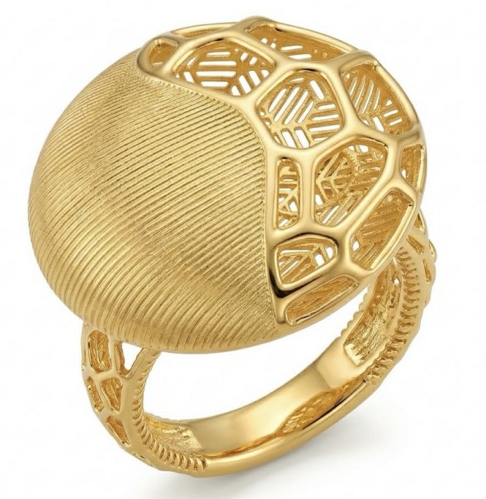 Dubai Style .925 Sterling Silver dipped in 22K Gold handmade Large ring size 7 1/4