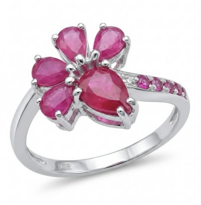 Stella - 6.9 carat Ruby .925 Sterling Silver handcrafted incredible ring s. 8
