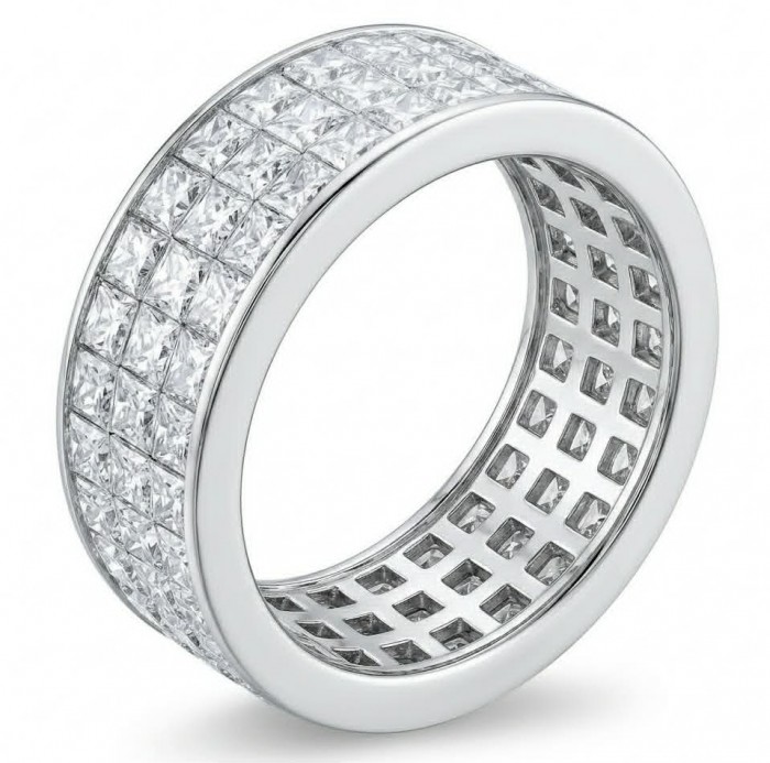 Luxurious pave 8.5 carat White Topaz .925 Sterling Silver Solid Infinity ring size 8