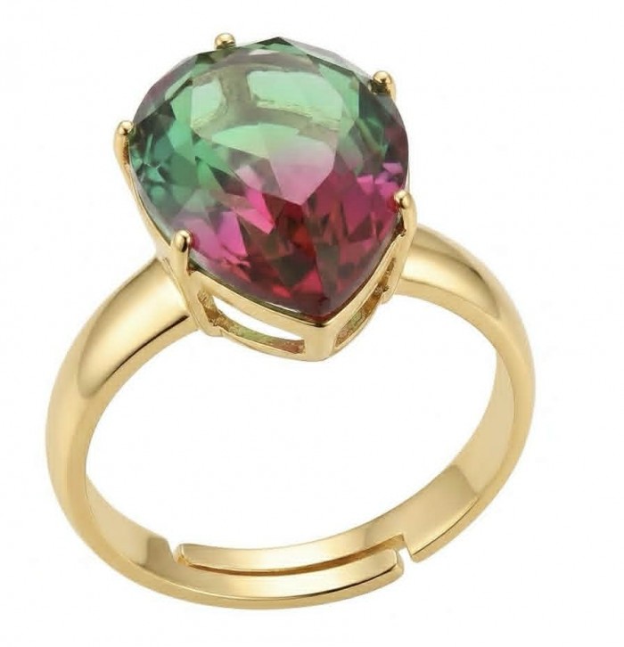 6.8 carat Brazilian Tourmaline .925 Sterling Silver dipped in 18K Gold Perfectly handcrafted Ring s. 8 adjustable