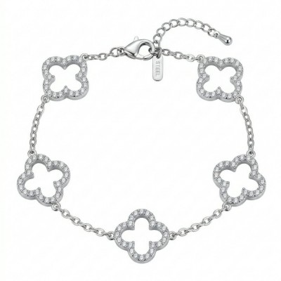 Divine - Clover Precious pave White Topaz Women bracelet