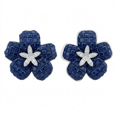 Born to Glam floral-inspired authentic 25.5 carat Sapphire .925 Sterling Silver handcrafted earrings