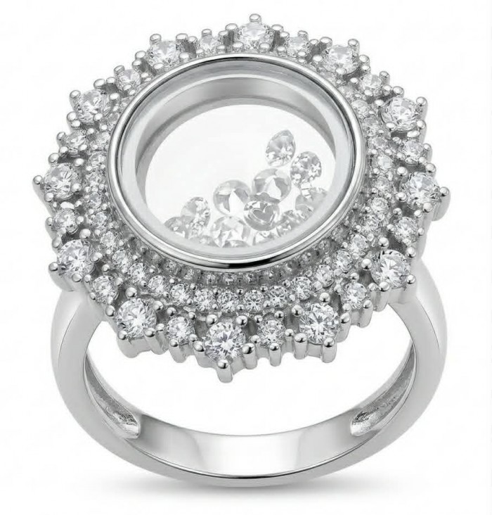 Floating Memories 10.5 carat White Sapphire .925 Sterling Silver Handcrafted Ring size 9