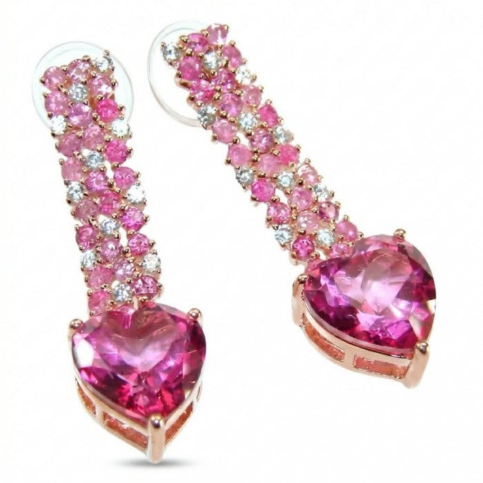 Pure Love - authentic 18.5 carat Pink Topaz 18K Rose Gold over .925 Sterling Silver handcrafted Earrings