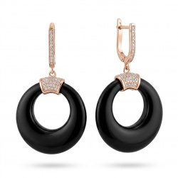 Outstanding authentic Onyx .925 Sterling Silver dipped in 18K Rose Gold Earrings