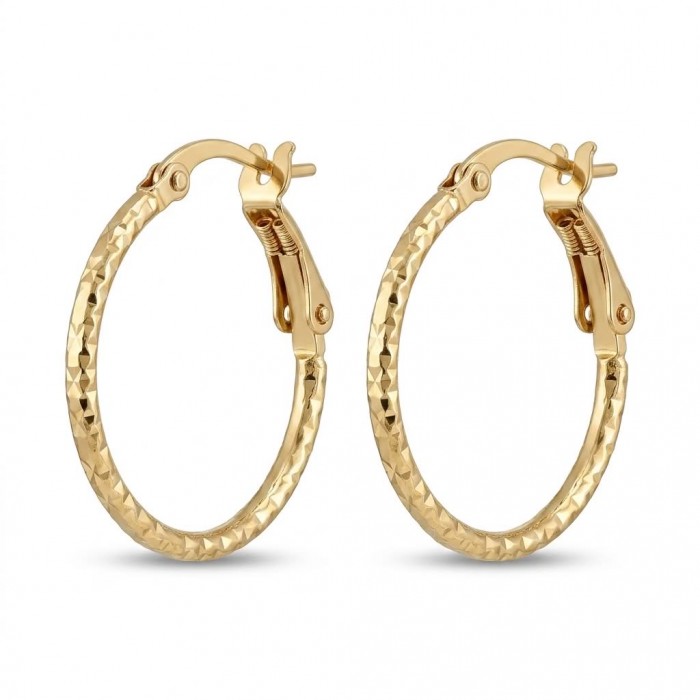 Allure Golden tone handcrafted Stylish midium size Hoop earrings