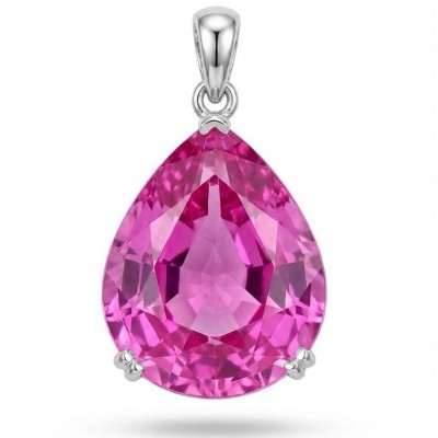 Incredible pear cut 18.8 carat Pink Sapphire .925 Sterling Silver handcrafted pendant