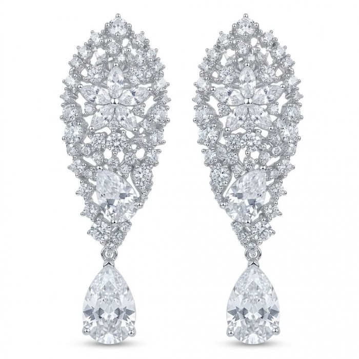 Veronica - Precious 35.5 carta White Topaz rhodium over .925 Sterling Silver .925 Sterling Silver Statement earrings