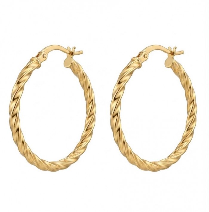 Allure Golden tone handcrafted Stylish midium size Hoop earrings