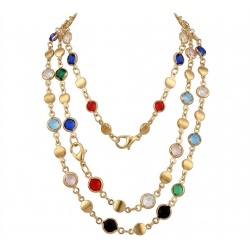 Tutti Frutti 14.5 carat Multigem 14K Gold over .925 Sterling Silver handcrafted Statement necklace