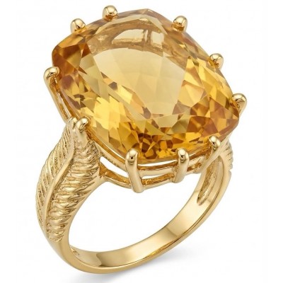 Liliana 28.5 carat Heliodor .925 Sterling Silver dipped in Real 18K Gold Oversized Ring size 9