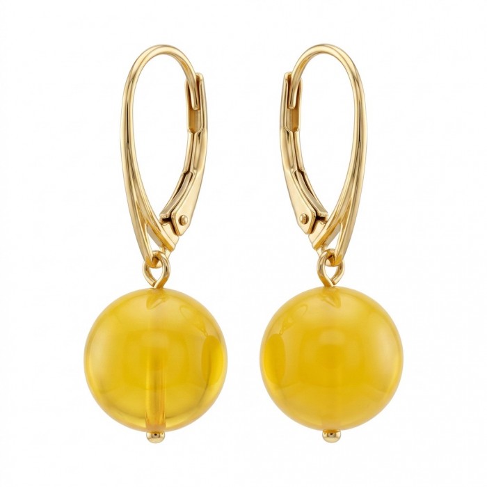 Very Special product - Wonderful Butterscotch Baltic Amber .925 Sterling Silver DIPPED IN 14k Gold entirely handcrafted earrings