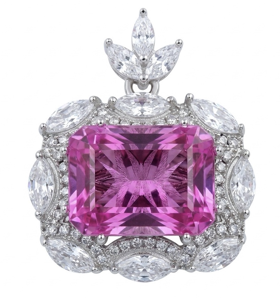 Pink Sapphire Pendant Sterling Silver | 12.8 Carat