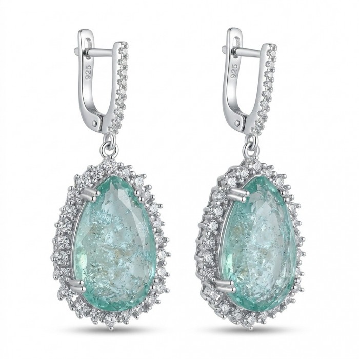 Angelina 20.9 carat authentic Aquamarine .925 Sterling Silver Handcrafted Earrings