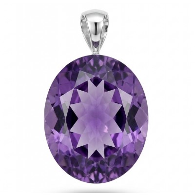 Neon Purple - Mademoiselle - 25.5 carat natural Purple Topaz .925 Sterling Silver dipped in rhodium handcrafted Pendant