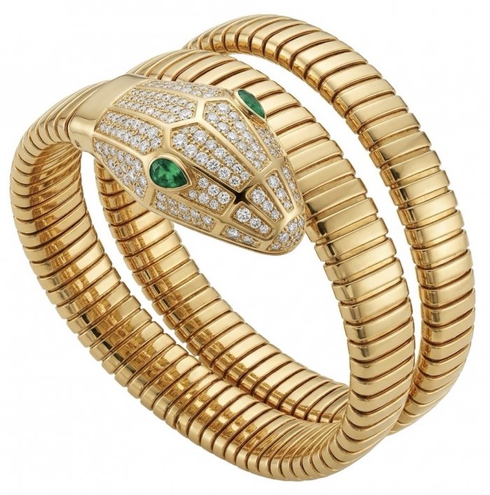 SERPENTINE Precious Snake Genuine 4.2 carat Emerald 925 Sterling Silver dipped in 18K Gold handcrafted Bracelet - video