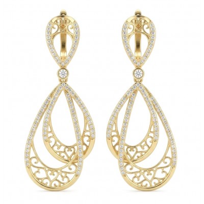 Black Label Collection - Dubai Style - Natural 22K Gold over .925 Sterling Silver handmade earrings