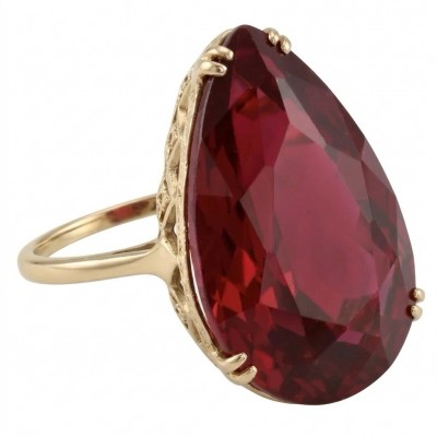 Carmen Natural 25.4 carat Ruby .925 Sterling Silver dipped in 22K Gold handmade Large Statement Ring size 6