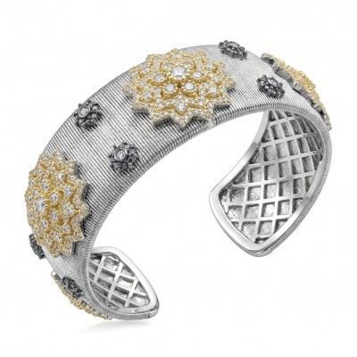 Dolce Vita - Precious Natural 9.5 carat White Topaz 2 tones .925 Sterling Silver handcrafted bracelet
