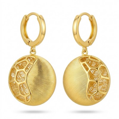 Dubai Style - Golden SPHERES .925 Sterling Silver dipped in 22K Gold handmade Large Earrings