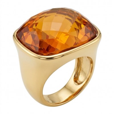 Golden Planet - 38.8 carat Golden Topaz Solid Statement golden Ring size 8 1/4
