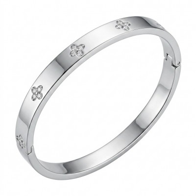Precious pave White Topaz silver Women bracelet