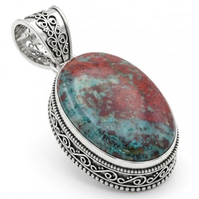 Unique Vintage Design Natural Sonora Jasper .925 Sterling Silver handmade Pendant