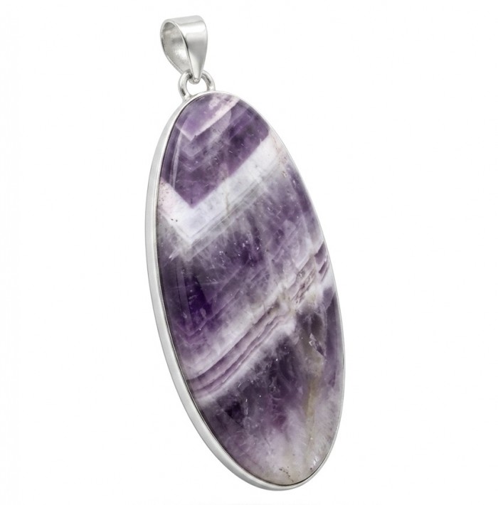 Chevron Amethyst - stone with enhanced spiritual power .925 Sterling Silver dipped in rhodium handcrafted Pendant