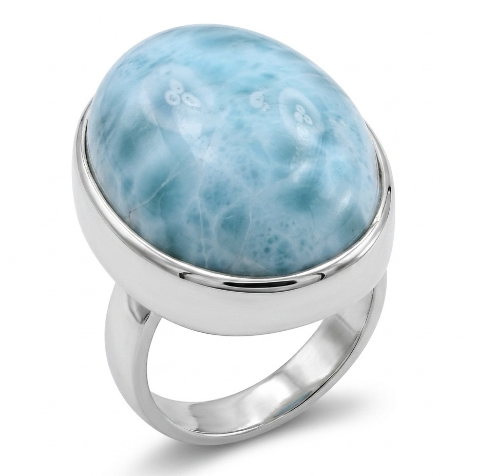 925 Zilveren Ring Verstelbaar Larimar | SilverRush Style