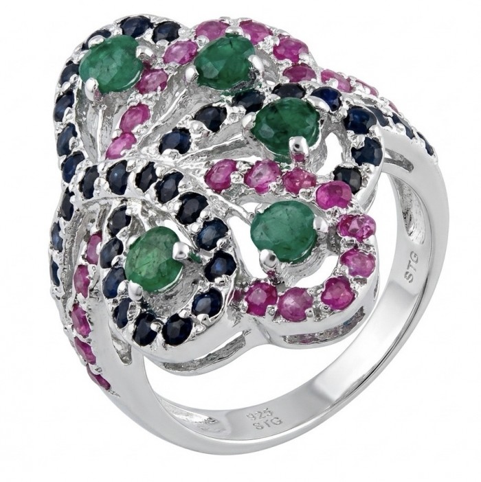 Exotic Beauty Authentic 8.2 carat Colombian Emerald .925 Sterling Silver handcrafted Ring size 7 1/4