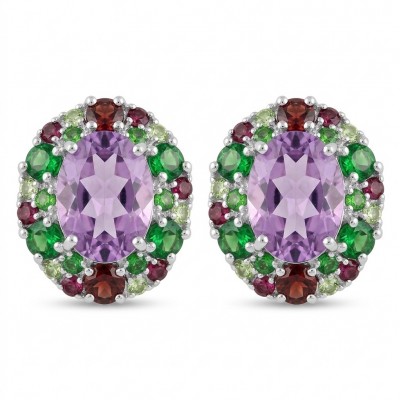 Lavender Beauty authentic 12.2 carat Amethyst .925 Sterling Silver dipped in rhodium handcrafted earrings