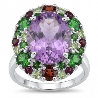 Lavender Beauty authentic 14.2 carat Amethyst .925 Sterling Silver dipped in rhodium handcrafted Ring size 8 1/4