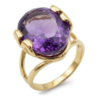 Purple Mystery 12.5 carat Amethyst .925 Sterling Silver dipped in 18K Gold Handcrafted Ring size 9